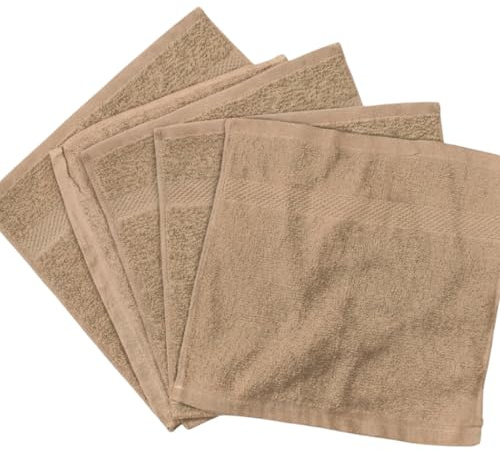 Diamond Tex 4 Pack Cotton Face Cloth Set 30 x 30 cm Flannel Washcloth Towels Extra Absorbent & Quick Dry Hotel Gym, Golf, Spa 600-GSM (Latte)