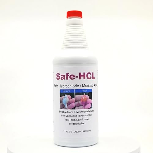 Safe-HCL- (1 Quart, 0.94 Liter) Biologically Safe, Synthetic, Hydrochloric/Muriatic Acid - NO Personal Protective Equipment (PPE) Required