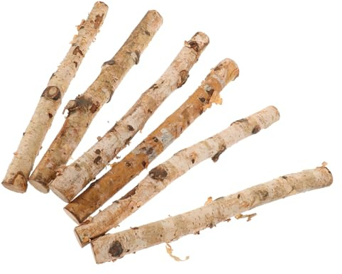 HOMSFOU 6 piccoli tronchi di betulla per camino, artigianato in legno non finito fai da te, decorazione domestica, set di tronchi per camino per composizioni floreali natalizie e artigianato fai da