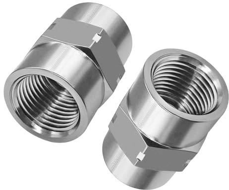 Beduan Stainless Steel Reducing Coupling Adapter 3/8 NPT Female x 1/4 NPT Female Hex Coupler Pipe Fitting for Air Water Gas Oil(Pack of 2)