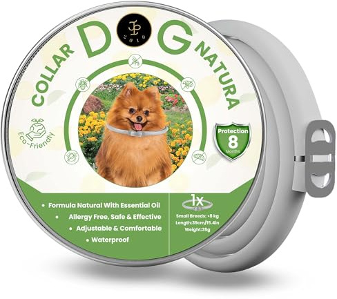 JP 2010 ® Collar Antiparasitario para Perros De Raza Pequeña, A Base De Aceites Esenciales 100% De Efecto Repelente. 8 Meses De Protección contra Pulgas, Garrapatas y Mosquitos. (Raza Pequeña)