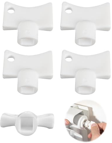 4 Piezas Llaves de Purga de Radiador Universal 5mm, Radiador Válvula Llaves Plástico, Llaves de Purga de Calefacción Portátil, Universal para Todos los Radiadores (Blanco)
