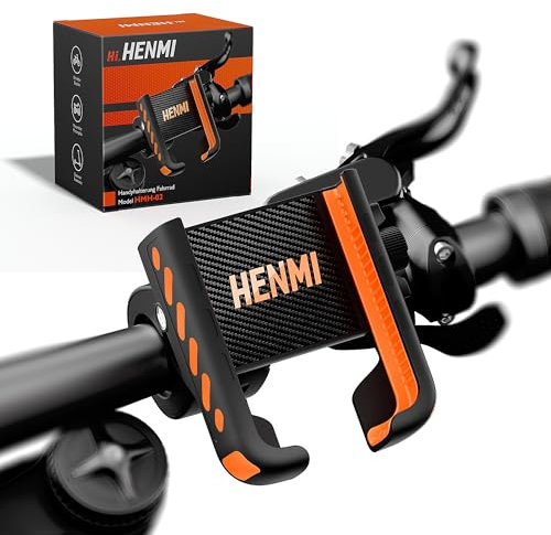 HENMI Handyhalterung Fahrrad Lenker, Handyhalter Motorrad, 360° Drehbar und 1s-Sperre Universal Lenker Halter Vibrationsgedämpft Handyhalter Fahrrad für 4-7 Smartphone