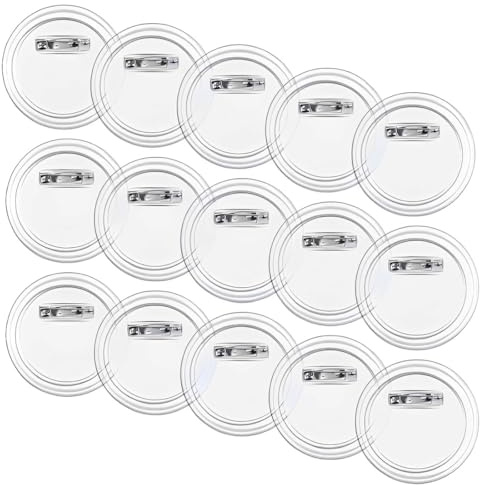 SGERUFZ Set de Badges DIY 15 Pièces, Faire Ses Badges Sans Machine, Épingle de Sécurité, Personnalisés Transparent en Acrylique