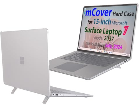 mCover Case ONLY Compatible for 2024+ 15 Microsoft Surface Laptop 7 (Model# 2037) Windows PC with ARM CPU and AI-Powered Copilot+ (NOT Fitting Other Surface Models) - Clear