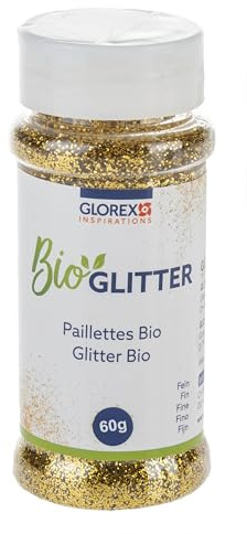Glorex 6 2820 402 – ekologiskt glitter, 60 g i guldglitter bestående av cellulosa, för att dekorera gratulationskort, hantverk och mycket mer.
