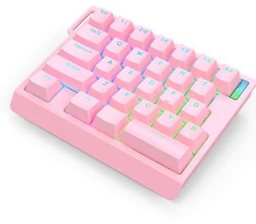 BOYI HE30 Rapid Trigger Gaming Keyboard,One-Handed Magnetic Switch Hall Effect Mechanical Keyboard RGB HotSwap Custom Adjustable Actuation,8kHz Hyper Polling Rate Mini Macro Gasket Keypad (Pink)