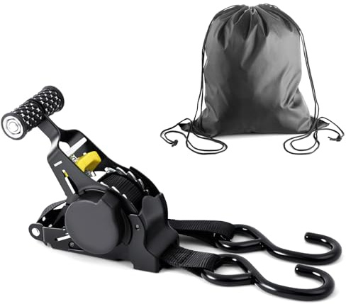 vsshe Sangle à cliquet, Sangles a Cliquet Automatique 3.3mx25mm, Sangle d'Arrimage 680 kg Résistance à la Rupture, Arrimage à Enrouleur Automatique de Sangle pour Remorque Moto Quad Fourgon Camion