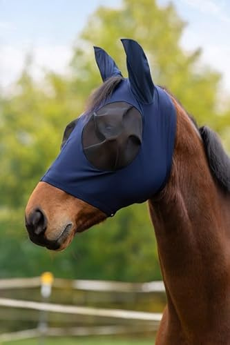 Covalliero FinoStretch - Máscara de protección contra moscas con cremallera, color azul
