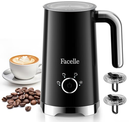 Facelle espumador de leche electrico, máquina automática para hacer espuma caliente y fría para latte, capuchinos y macchiato. Apagado automático y control de temperatura
