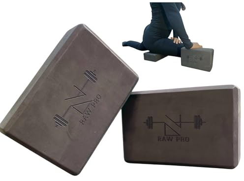 DanRaw Pro Yoga Blocks (Set of 2) – High-Density EVA Foam, Non-Slip Surface, Lightweight & Durable – Black Yoga Bricks for Support, Balance & Flexibility in Poses – Ideal for Home, Gym & Studio Use