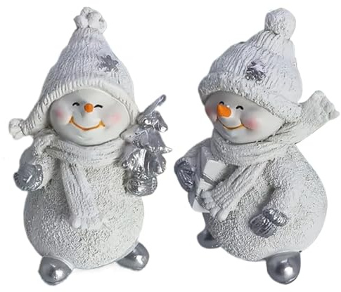 Genérico Snögubbefigurer - harts 10 x 6 cm (3,94 x 2,36 tum), 2 delar i harts | Mésa snögubbe dekorationer : för vintersemester, hemmånad, författare