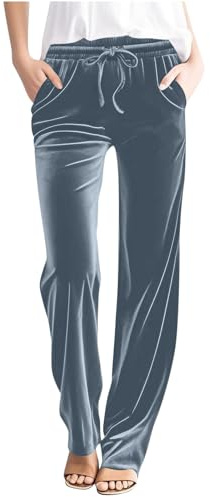 Pantalon de jogging en velours pour femme - Couleur unie - Taille haute - Pantalon de sport décontracté - Pantalon de loisirs - Pantalon de survêtement confortable - Pantalon de yoga en velours