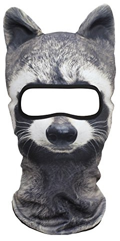WTACTFUL 3D Animal Ears Balaclava Breathable Cover Hood Face Mask Sun Protection for Skiing Snowmobile Riding Hunting Music Festivals Raves Halloween Party Activities Racoon MEB-16