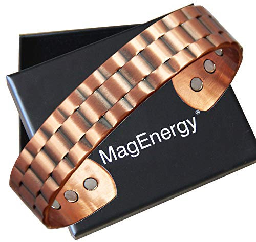 MagEnergy Herren Kupferarmband 99,9% reines Kupfer Magnetarmband mit 6 starken Magneten Geschenk