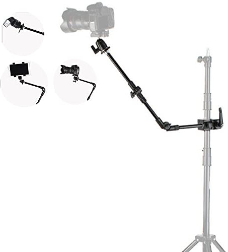 Brazo Mágico de Tres Secciones,Extensión Ajustable Brazo Articulado Soporte de Extensión de Cámara con Orificio de Tornillo de 1/4 y 3/8 Funda de Metal para Amantes de la Fotografía