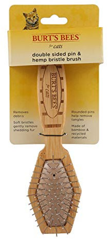 Burt's Bees for Cats 2-in-1 doppelseitige Bürste mit Nadel und Borsten für Katzen, eine Seite der Katzenbürste entfernt loses Fell und verhindert Verfilzungen, Katzenbürste ist ideal für die tägliche