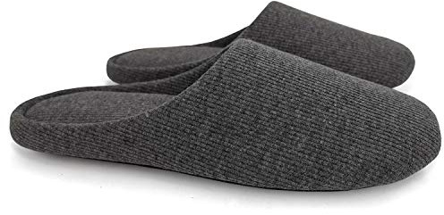 ofoot Bomull Andas inomhustofflor för Kvinna/Man, Hus Sovrum Skor, Sommartvättbara Hem Sleepers Memory Foam Innersula Halkfri gummisulor(Mörkgrå,EU 36-37)