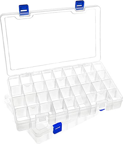 DARUITE 2 Stück 34 Raster Plastik Fächer Aufbewahrungsbox Sortimentsboxen, Einstellbar Sortierkasten für Kleinteile Schmuck Schrauben Bügelperlen Ohrringe Perlen Nähgarn
