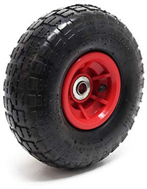Wiltec Rad 4.10/3.50-4 85 x 250 mm 136 kg, Schubkarren Komplettrad mit Kunststofffelge, Winkelventil, Luftreifen für Sackkarre, Bollerwagen u.a