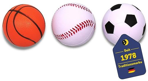 BEST SPORTING PU-Funbälle Set I 3 Softbälle in handlicher Größe I Mini Basketball Mini Baseball & Mini Fußball Kinder I Softball Kinder I Softball Fußball I Schaumstoff-Ball I kleine Bälle