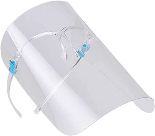 KAV Lot de 12 protections intégrales pour le visage - Visière avec monture de lunettes - Légères, réutilisables, antibuée et imperméables - Couvre les yeux, le nez, la bouche