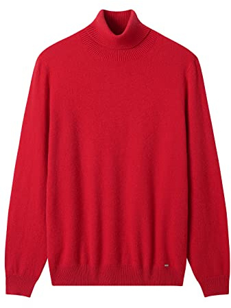ZHILI Chandail en Cachemire pour Hommes_Rouge_Moyen