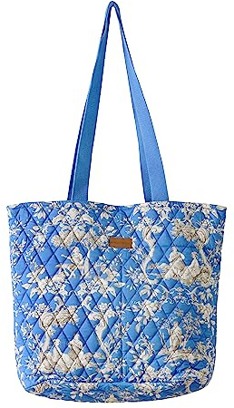 Maison d' Hermine Shopping Bags Cotton Quilted Tote Bag with Zipper Pockets
