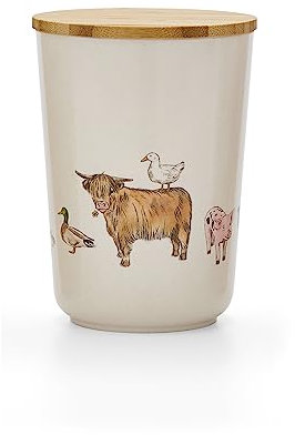 Cooksmart British Designed Kitchen Canisters With Bamboo Lid | Kitchen Storage Canisters For Modern Kitchens | Tea Coffee and Sugar Canisters Set For All Types Of Kitchens (Buttercup Farm - 2214)