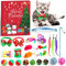 Rorchio Adventskalender für Katzen 2024, 24Pcs Interaktives Kätzchenspielzeug Katzenhalsbänder Sortimente Katze Federstab, Katzenminze Fisch, Mäuse, Bälle und Glocken, Red