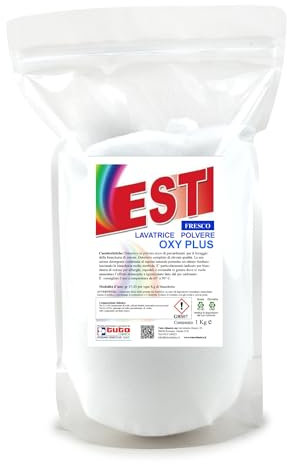 EST Detersivo Lavatrice Polvere OXY PLUS, Sbiancante Igienizzante Professionale, Profumo Fresco 1Kg