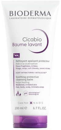 BIODERMA Cicabio baume lavant - Nettoyant apaisant protecteur - Aide à la cicatrisation des peaux fragilisées et irritées dès l’hygiène - Prévient le risque d’infection - Tube 200 ml