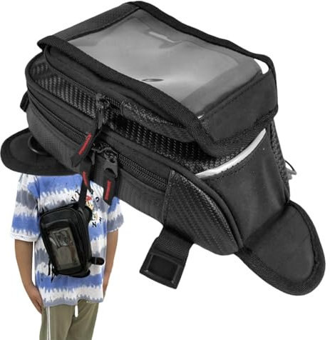 Zaino magnetico da serbatoio, zaino magnetico per moto, borsa da serbatoio con protezione impermeabile | zaino da serbatoio per moto, forte base magnetica, tasca anteriore trasparente per
