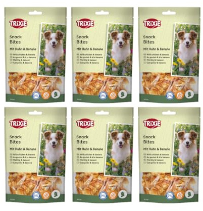 Trixie Premio Banana kyckling | 6-pack | 6 x 100 g | Tilläggsfoder för hundar | Med kyckling och banan | 61 % kötthalt | glutenfritt recept | utan tillsats av socker
