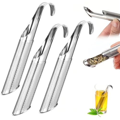 DIGNFENG Infuseur Thé, 3 Pièces Nouveaux Infuseur à Thé en Vrac Filtre en Acier Inoxydable le Filtre à thé à Trou Fin Avec Poignée à Crochet, Adapté au Thé en Vrac, au Café, Etc