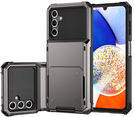 Draamvol for Samsung Galaxy A16/ A16 5G Phone Case with Card Holder Slots Armor Shockproof Flip Wallet Case Hard PC Back Soft TPU Inner Bumper Cover for Samsung Galaxy A16 Cover, Grey