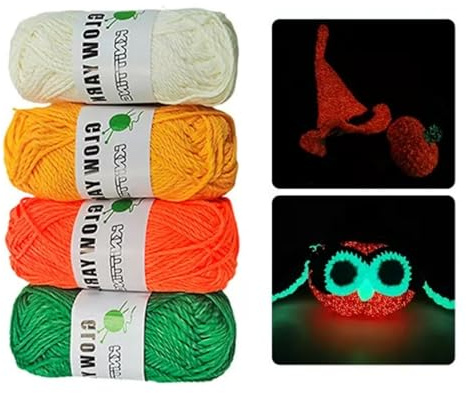 Lysande handstickgarn – stickgarn, ljus i mörkt garn – polyester handstickning, lysande garn – virkgarn för halsduk, kofta, konst, hantverk, syfångare (stil C)