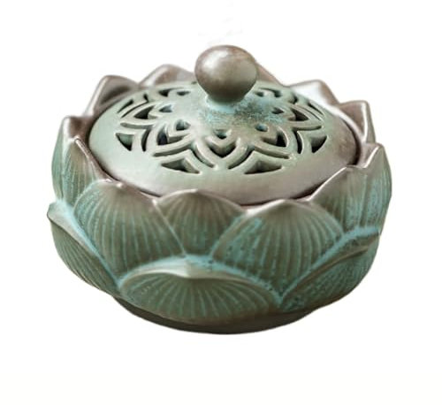 WYBZDA Amateurs de Cuisine Pot à Oignons Vintage Céramique Pot à Ail Ventilation Couvercle 4.13in Sculpture Ail Pot pour Gingembre épices Thé Bonbons