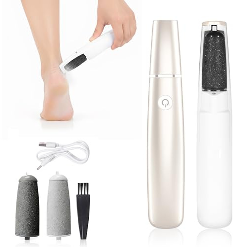 Pedicure Elettrico Impermeabile,Lima Elettrica Ricaricabile a 2 Velocità per Calli, Pelle Morta, Talloni Screpolati e Pelle Secca, Cura Professionale a Casa, Argento