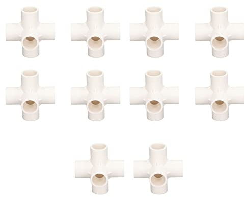Candeon 10 piezas de tubería de PVC de 20 mm, 5 vías, ángulo recto, conector de tubería de codo tridimensional para muebles (Blanca)