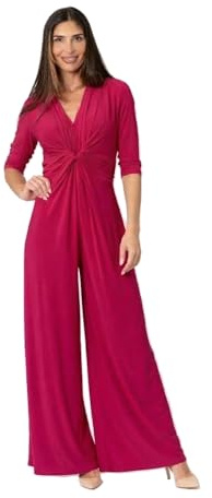 Julie d’Orleac Mono Mujer Elegante Palazzo – Mono Largo Mujer Escote Pico con Nudo Bajo el Pecho (Fuxia, XL)