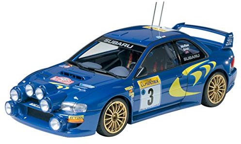 TAMIYA 24199 1:24 Subaru Impreza WRC - originalgetreue Nachbildung, Modellbau, Plastik Bausatz, Basteln, Hobby, Kleben, Modellbausatz, Zusammenbauen, unlackiert, Rot