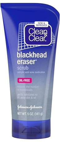Clean & Clear Blackhead Eraser Facial Scrub with 2% Salicylic Acid, Acne-Prone Face Wash for Daily Exfoliation, Oil-Free Face Scrub to Remove Blackheads, Dirt, and Oil, 5 Fl. oz