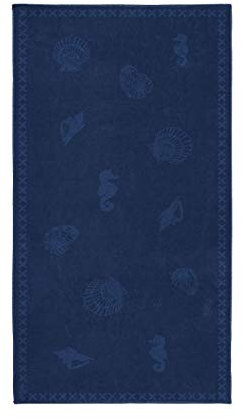 Seahorse, Strandtuch, Shells, Handtuch groß, Strandlaken, Badetuch, Baumwolle, Marineblau