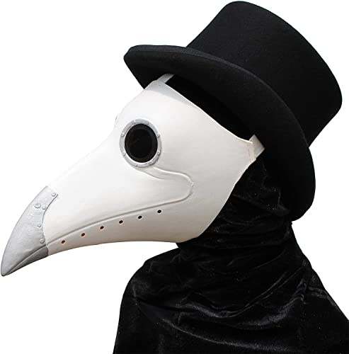 PartyCostume - Weiße Pest Arzt Maske - Lange Nase Vogel Schnabel Steampunk Halloween Karneval Kostüm Requisiten Maske