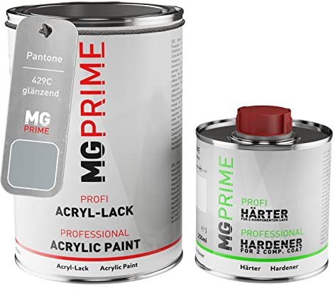 MG PRIME Pantone 429C Grey brillant peinture acrylique 1,5 Litres / 1500 ml durcisseur inclus