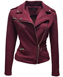 ODCOCD Faux Suede Jacket for Women Long Sleeve Zipper Up Casual Outwear (CA/US, Alpha, Medium, Regular, Regular, Burgundy)