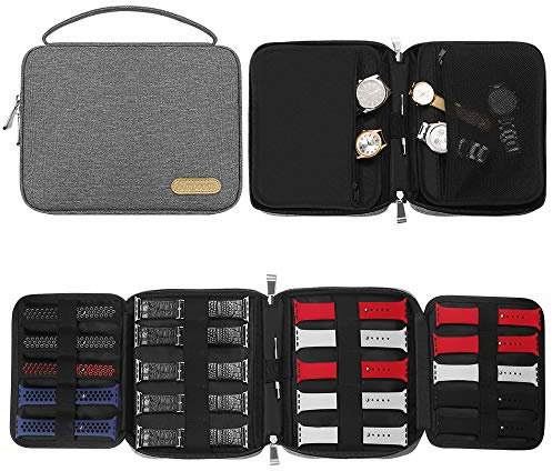 SIMBOOM Organisateur de Bracelet de Montre, Nylon Étanche Sac De Rangement pour Bracelet de Montre Tient 20 Bracelets de Montre Sac De Rangement pour Bracelets de Montres Stylos - Gris