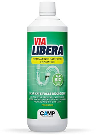 CAMP Via Libera Bio Liquido, Trattamento Batterico Enzimatico Per Scarichi E Fosse Biologiche - 1000 g, 1L