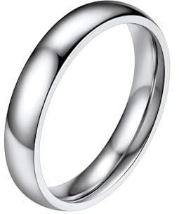 PROSTEEL Anillo Mujer Plata 4mm Ancho Acero Inoxidable Plateado Anillos de Compromiso Boda Alianza Tamaño 17 Joyas para Mujeres Hombres Parejas